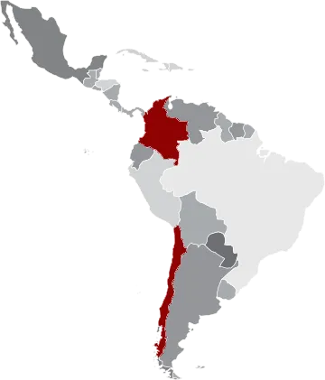 Mapa da América central e do sul